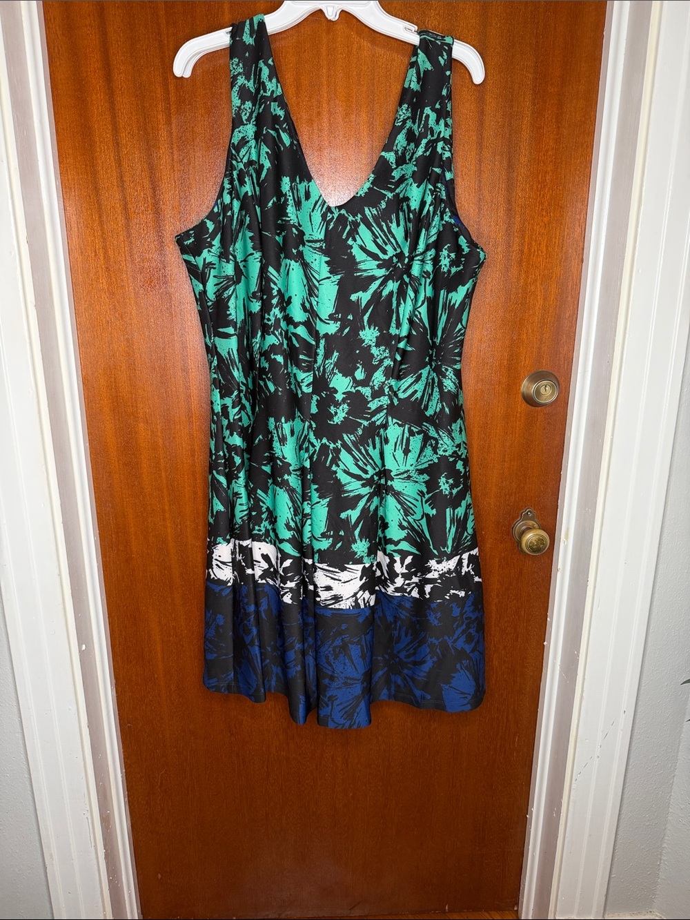 Just...Taylor Black Dress with Green and Blue Floral Print